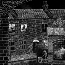 Chris Pig. Over London by Rail. Engraving, Chine-collé.