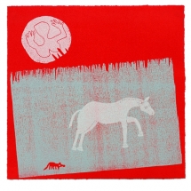Sandy Sykes.Moving On.Wood and Lino cut.
